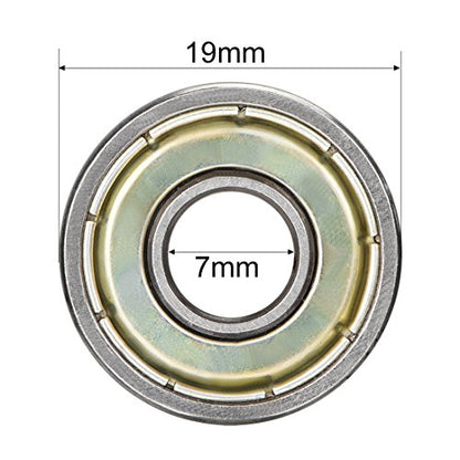 uxcell 607ZZ Deep Groove Ball Bearing Double Shield 607-2Z 80017, 7mm x 19mm x 6mm High Carbon Steel Z1 Bearings (Pack of 20) - size: 7mmx19mmx6mm