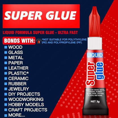 ALECPEA Super Glue, 24 X 3g, Liquid Instant Glue for Metal and Ceramic - color: Liquid