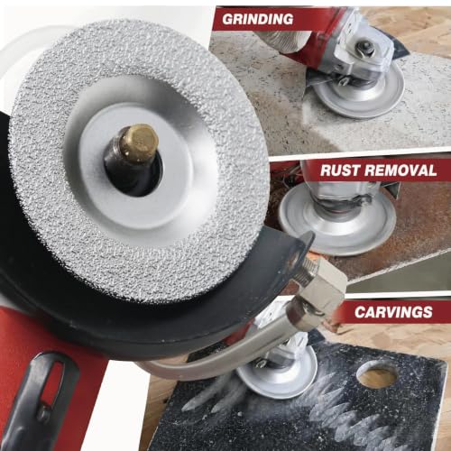 4 Inch Diamond Grinding Cup Wheel, Convex Vacuum Brazed Grinding Disc for Iron Steel Granite Marble Ceramic Tile, 7/8 Inch Arbor, 30/40 Grit