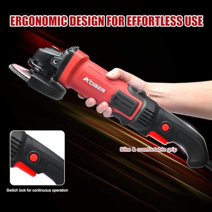 AOBEN 1200W Angle Grinder 4-1/2 inch | 10Amp, 11000 RPM, 7-Speed Corded Power Electric Cut off Tool with Switch Lock | for Heavy Duty Work & Metal Cutting, Grinding & Polishing