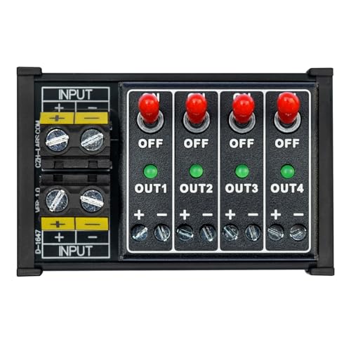 DC 4 Channel Toggle Switch Power Distribution Module, DIN Rail Mount