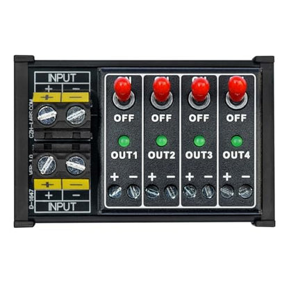 DC 4 Channel Toggle Switch Power Distribution Module, DIN Rail Mount