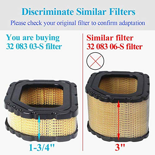HOODELL 32 083 03-S Air Filter for Kohler Courage Engine SV710 SV715 SV720 SV730 SV735 SV740 Cub Cadet Lawn Mower, Replace 32 083 03 KH-32-883-03-S1 Air Filter
