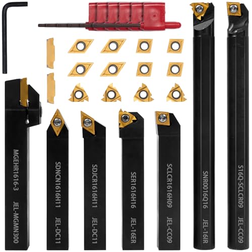 21Pcs Kit Lathe Turning Tool,7 Pcs 5/8'' Holder Set and 14 Pcs Inserts - style: 7pcs 5/8'' 16mm Shanks+14pcs Inserts