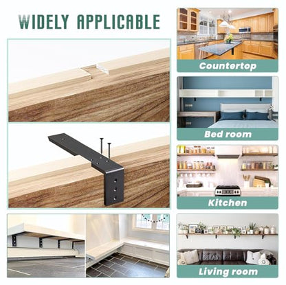 Countertop Support Brackets 4 Pack L Bracket Countertop Brackets 20" x 8" x 2.5" Heavy Duty 3/8" Thick Shelf Brackets Metal Corbels L Shape Bracket for Wood Shelf/Quartz/Granite/Concret Countertops - size: 20 Inch, style: Black-4 Pack
