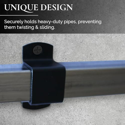 1x1" Square Tube Strap Clamp, Powder Coated Black, bracket clamp U-type - 4-Pack - size: 1"x1"