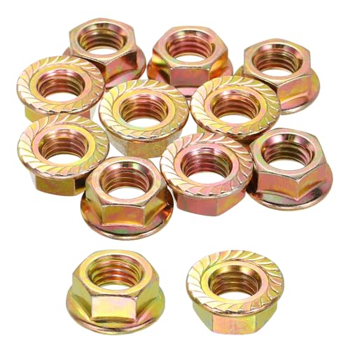 50Pcs Serrated Flange Hex Nuts M8-1.25-Coarse Yellow Zinc Plated - color: Yellow, size: M8-1.25