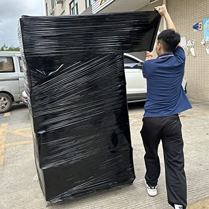 4 Pack Black Stretch Wrap 18" x 1000 Feet 80 Gauge Industrial Strength with Plastic Handle, Plastic Pallet Supplies Durable Self-Adhering for Packing, Moving, Heavy Duty Shrink Film Rolls - size: Black-4-Pack
