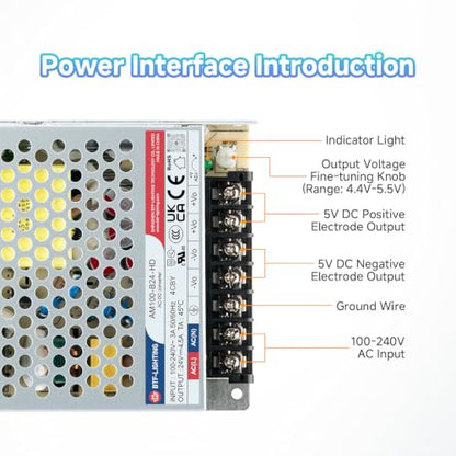 BTF-LIGHTING Power Supply DC24V 100W UL Recognized Component for LED Strip - size: 24V100W