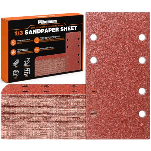 65 PCS 1/3 Sandpaper Sheets 40 Grit 8 Hole - color: GRIT 40