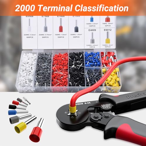 Preciva Ferrule Crimping Tool with 2000Pcs Wire Connectors, AWG23-7 - color: Black