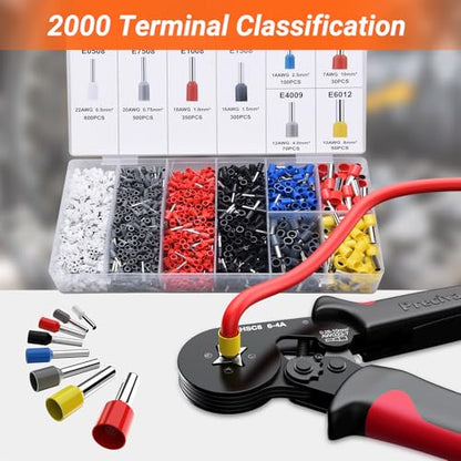 Preciva Ferrule Crimping Tool with 2000Pcs Wire Connectors, AWG23-7 - color: Black