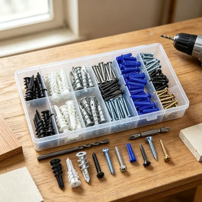 Wensilon Self-Drilling Drywall Anchors and Screws Kit, 182 Count - color: 3 color Drywall Plastic Anchors Kit