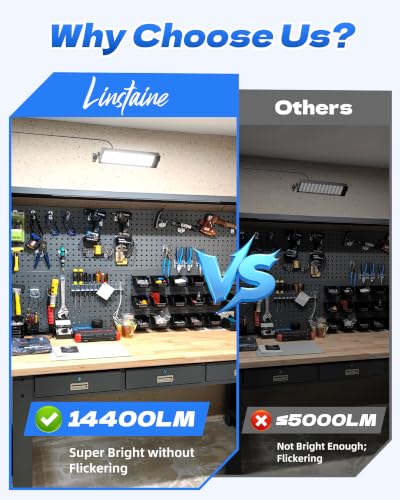 2 Pack LED Shop Lights, 100W 14000LM 6000K Plug in Garage Light Waterproof - size: 2 Piece