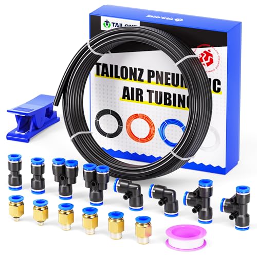 TAILONZ Black 4mm OD 2.5mm ID PU Air Hose Pipe Tube Kit 10 Meter 32.8ft - color: Black, size: 4mm OD/32.8ft/10m
