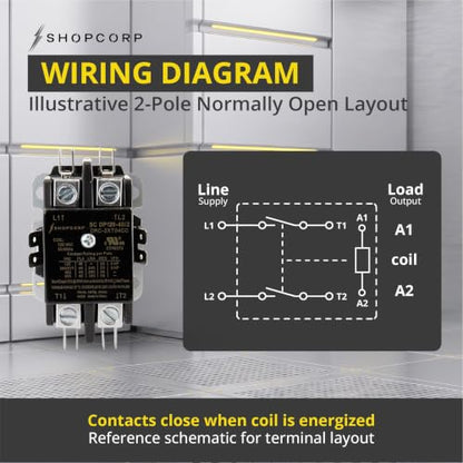 2 Pole 40 Amp AC Contactor, 120V Coil, UL Recognized, HVAC - style: 2 Pole 110V