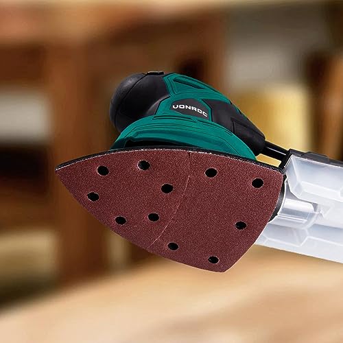 50 PCS Mouse Detail Sander Sandpaper, 40 Grit Palm Sander Sandpaper 11 Holes Hook and Loop Sander Pads Triangular Sanding Sheets Abrasive Sanding Paper for Mouse Sander - size: 40 Grit