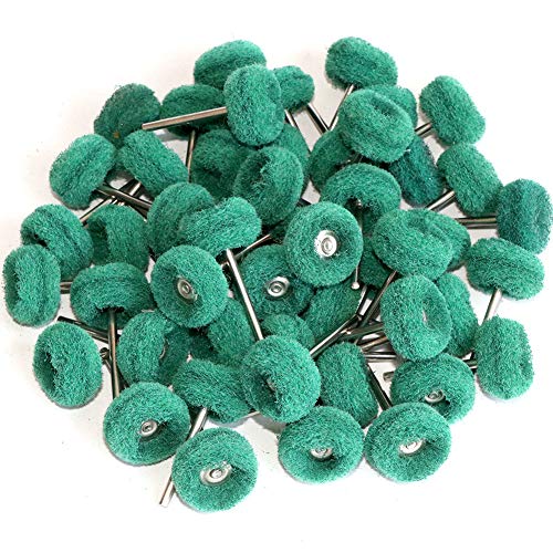 FPPO 50PCS Abrasive Buffing Polishing Wheel Set for Rotary Tool,Removal of Rust Deburring on Metal Surface with 3mm Shank,Mini scouring pad Brush Polishing kit(grit 180 Green 50pcs) - color: grit 180 green 50pcs