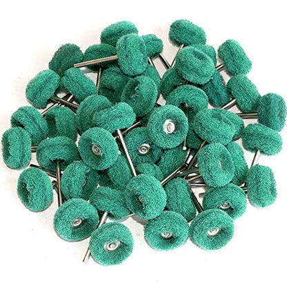 FPPO 50PCS Abrasive Buffing Polishing Wheel Set for Rotary Tool,Removal of Rust Deburring on Metal Surface with 3mm Shank,Mini scouring pad Brush Polishing kit(grit 180 Green 50pcs) - color: grit 180 green 50pcs