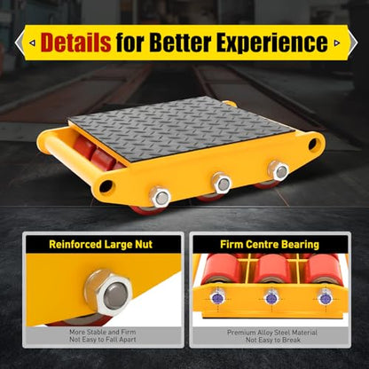 Car Dolly 15T 33000lbs Capacity Cargo Trolley 9 Rollen Machine Dolly Skate Machinery Mover Pallet Buster Trailer Dolly Furniture Dolly Motorcycle Dolly Heavy Duty Industrial Moving Equipment