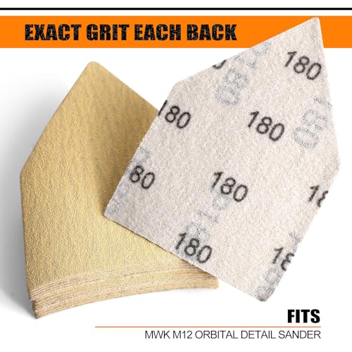POLIWELL Triangle Sanding Sheets 50PCS 90x65mm Hook & Loop - style: 180 Girt