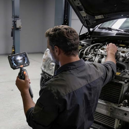 VEVOR Articulating Borescope with 0.15" Ultra Slim Lens, Two-Way Articulated Endoscope with Light, 5" HD IPS Screen, 8X Zoom, 5000mAh Inspection Camera for Auto, Tight Mechanical Spaces - size: 0.15-inch Probe