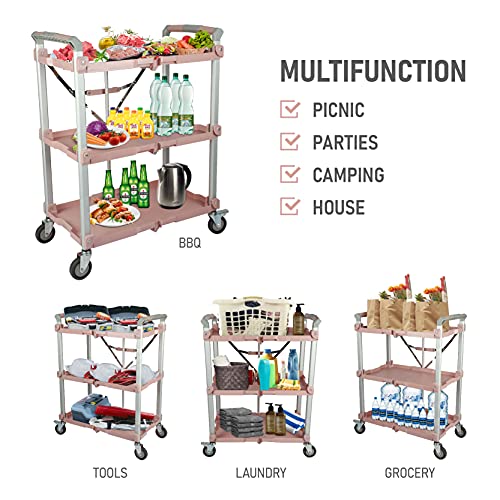 Olympia Tools 89-354 Pack N Roll Collapsible Service Cart, XL, 300LB Capacity, Rose - color: Rose, size: 300LB