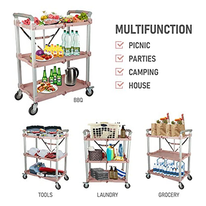 Olympia Tools 89-354 Pack N Roll Collapsible Service Cart, XL, 300LB Capacity, Rose - color: Rose, size: 300LB