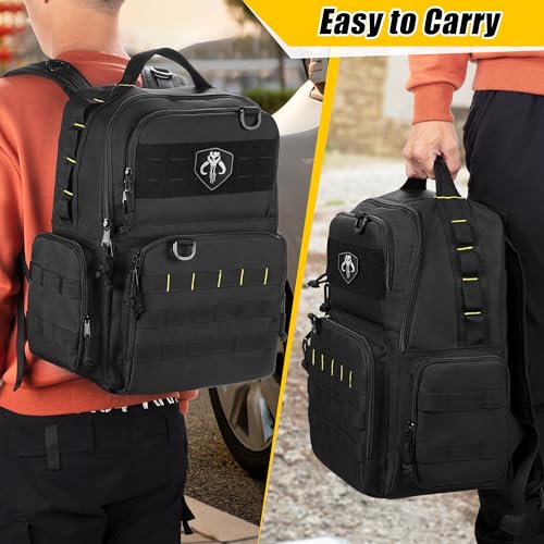 Rexmica Heavy-Duty Tool Bag Backpack for Men with 3 Tool Pouches, Black - color: Black
