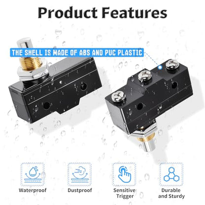 2 Pcs LXW5-11M Micro Limit Switch, 5A 250VAC Micro Switch, SPDT - color: LXW5-11M