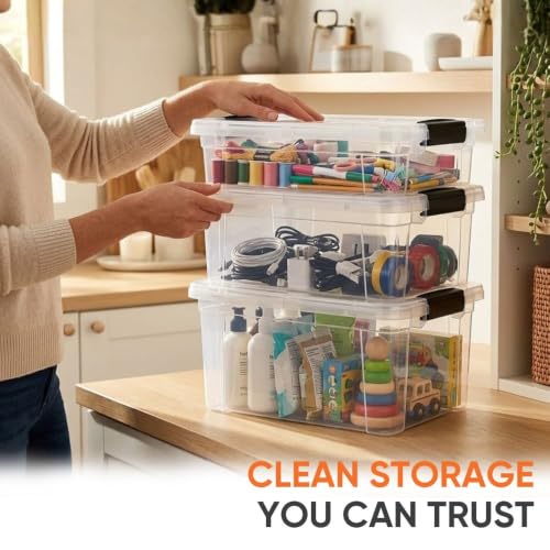Superio 6.6 Quart Clear Plastic Storage Boxes with Lids, Stackable Organizer Containers, BPA-Free Storage Bins for Home, Office, School & Dorm, 1 Pack - size: 6.6 Quart