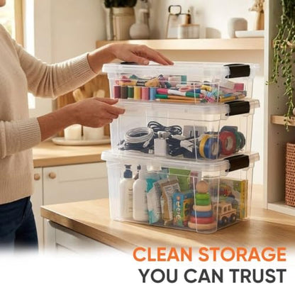 Superio 6.6 Quart Clear Plastic Storage Boxes with Lids, Stackable Organizer Containers, BPA-Free Storage Bins for Home, Office, School & Dorm, 1 Pack - size: 6.6 Quart