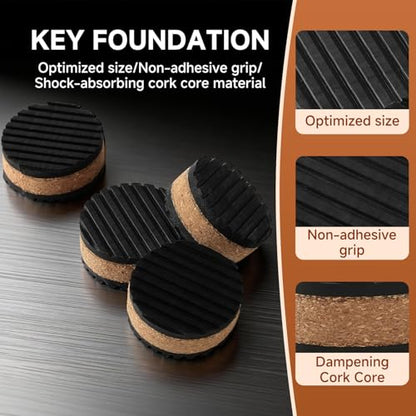 Tuneful Cables Round Rubber Vibration Damping Pads 1.77in Dia 4pk Sound Insulation Shock Absorb Mats