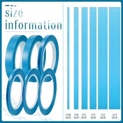 Nezyo 6 Pcs Vinyl Pinstripe Tape Auto,Blue,1/16, 1/8,1/5,1/4,1/2, 3/4 Inch - color: Blue, size: 1/16, 1/8,1/5,1/4,1/2, 3/4 Inch