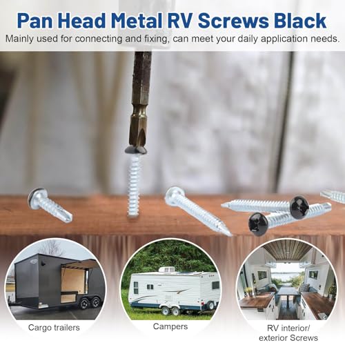 Pan Head Metal RV Screws Black #8 X 5/8" - 100 Pcs - size: #8x5/8"