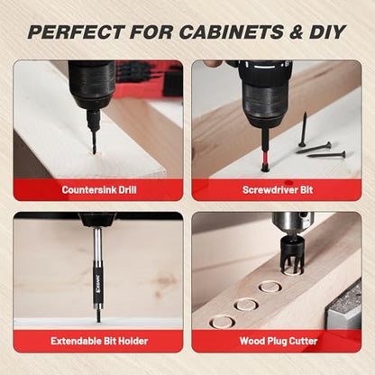EZARC Countersink Drill Bit Set, 22PCS Two-Flute Bits with Plug Cutters