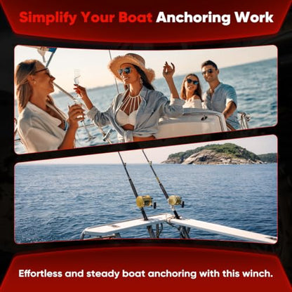 cciyu 12V Electric Free Fall Anchor Winch with Wireless Remote Control