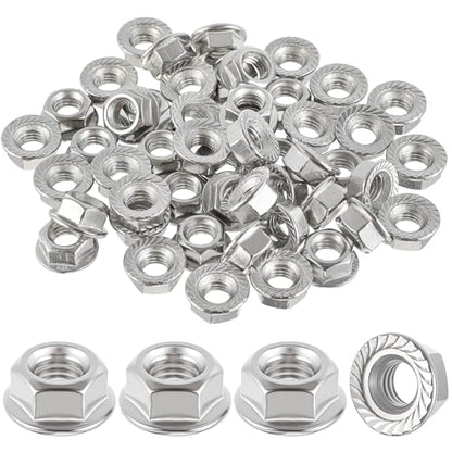 100 Pcs M6 Flange Nuts, M6-1mm Hexagon Flange Nuts, Silver - size: M6