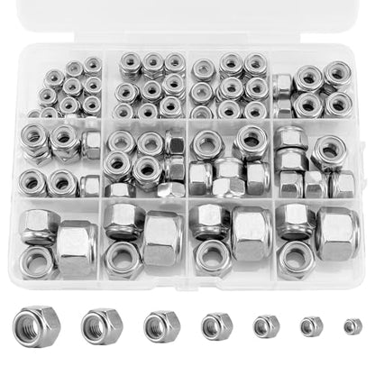111 Pack 304 A2-70 Nylon Inset Lock Nuts, SAE - color: Silver, size: SAE