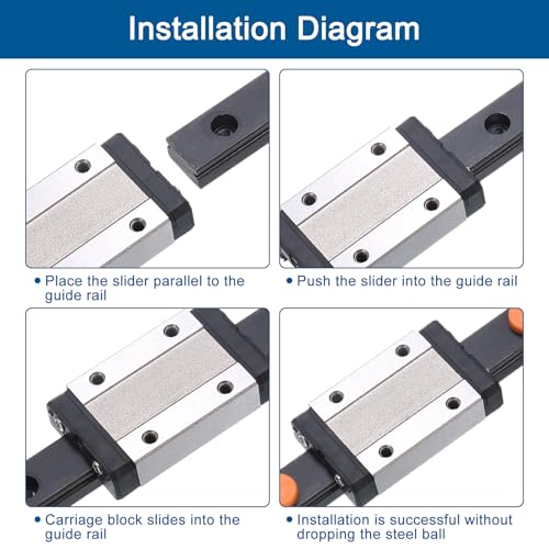 uxcell MGN12 100mm Linear Guide Rail with MGN12H Sliding Carriage Block Bearing Steel and Plastic Mini MGN12 Linear Guide for DIY 3D Printers and CNC Machine