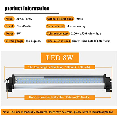 Led Industrial Machine Tube Light, IP66 Waterproof Explosionproof Work Lamp 13" 8W for CNC Internal, 110V to 220V Universal - size: 13 inch, 8W