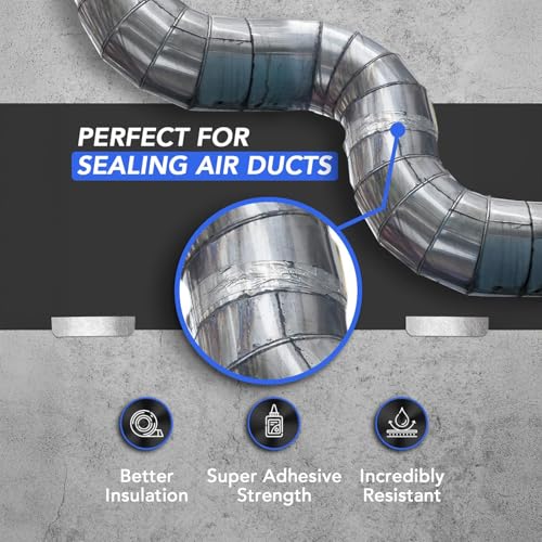 TapePlus Aluminum Foil Tape - HVAC & Ductwork Sealing with HVAC Tape - Metal Ductwork Insulation & Moisture Protection - Heat-Resistant Performance to 250°F - 2 in x 70 yd, Pack of 1, Silver - size: 1 Pack