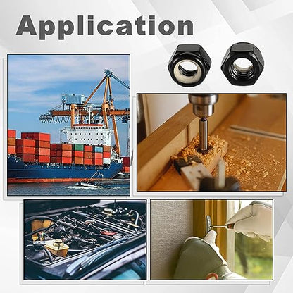 #10-24 Nylon Insert Lock Nuts Locknuts, 304 Stainless Steel Black Finish, 50 PCS - size: #10-24