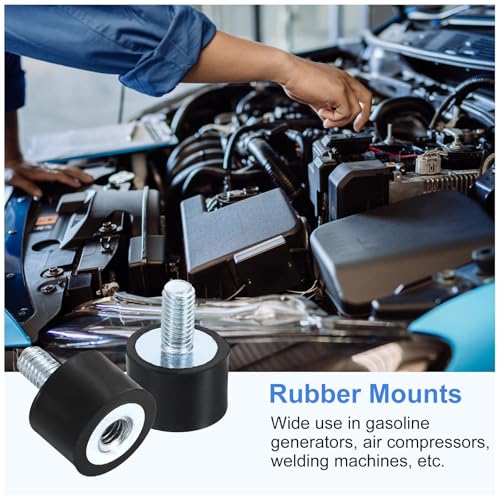 uxcell M5 Rubber Mounts, 4Pcs 15x10mm(DxH) Rubber Cylindrical Anti Vibration Isolator Shock Absorber with Lock Nuts for Car Bobbin Generator Air Compressors - size: M5x12mm, 15x10mm Rubber