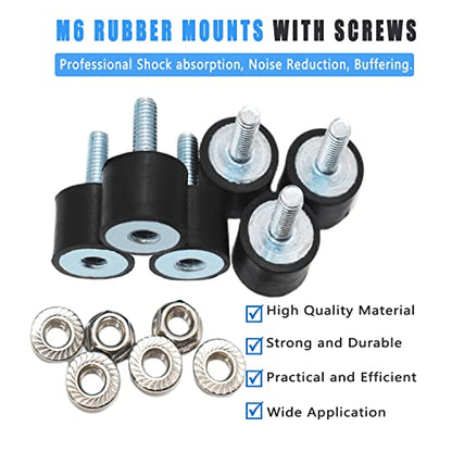 M6 Rubber Isolator Mounts Shock Absorber with LockNuts - size: VD-M6x18-20x15