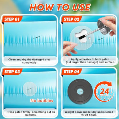 EPN Vinyl Cement, 7.6 oz Pool Patch Repair Kit with 15 PVC Repair Patches - size: 7.6oz
