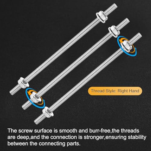 M METERXITY 6Pcs Fully Threaded Rod M4x100mm Right Hand Thread Bar Studs - size: M4x100mm