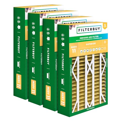 Filterbuy 16x26x5 Air Filter MERV 11 Pet & Allergy Defense (4-Pack) - size: 16x26x5