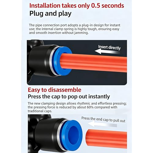Ecoverve 6mm OD 4mm ID PU Tube Kit - High Flexibility, 10M/32.8ft Polyurethane Air HosePressure Resistant Air Pipe for Pneumatic Tools, Compressors, DIY Projects 6mm*4mm with Connectors - size: 6mm*4mm with Connectors