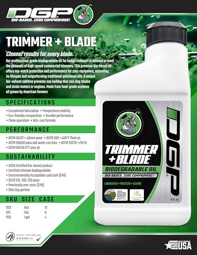 DGP Eco-Friendly Tool Lubricant Set – Biodegradable Plant-Based Oils for Chainsaws, Hedge Trimmers & Machines – Includes Bar & Chain 32oz, Trimmer 8oz & Multi-Purpose Penetrating Oil 11oz